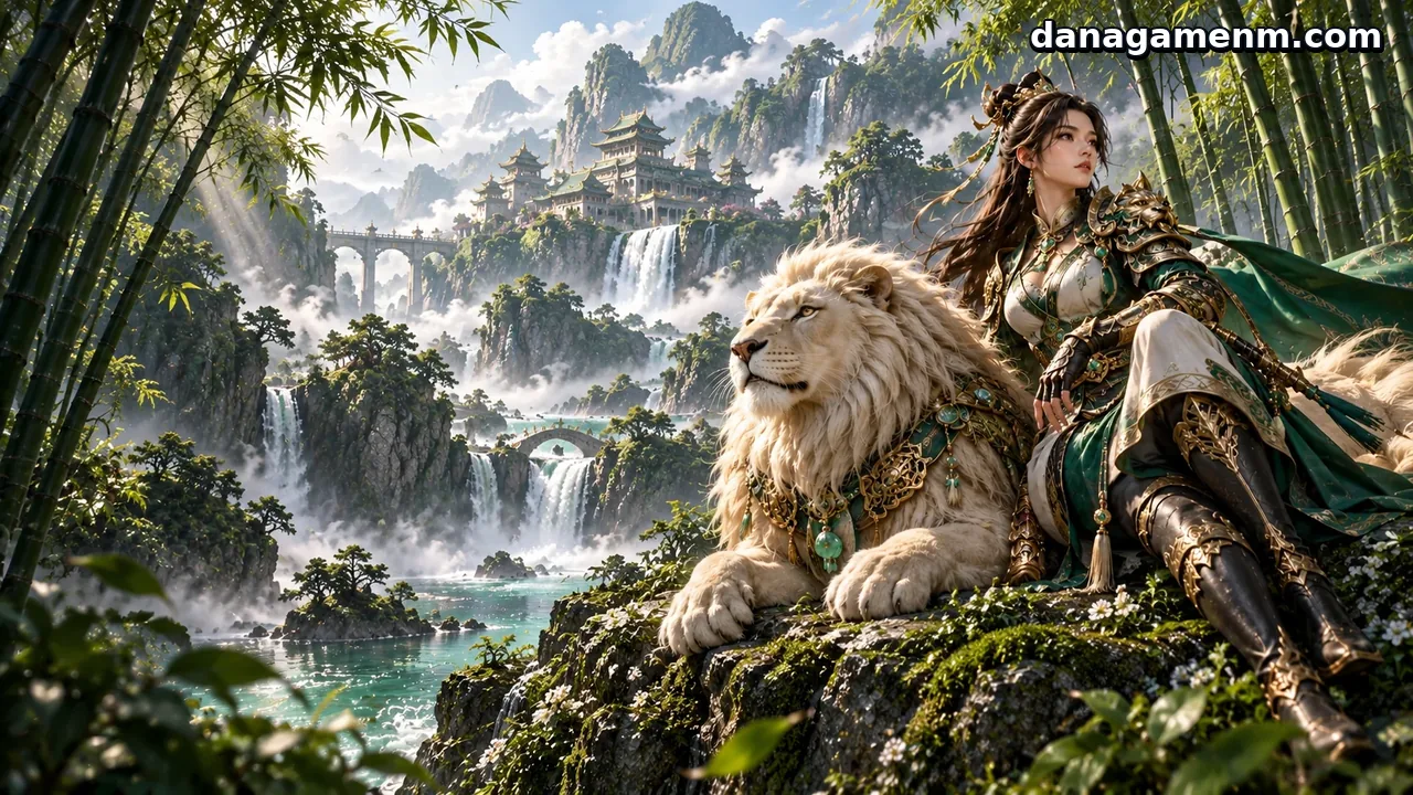 danagame — Penjaga Singa Gading bersama seekor singa putih